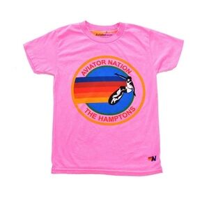 Aviator Nation Kids Pink Rainbow Graphic Tee